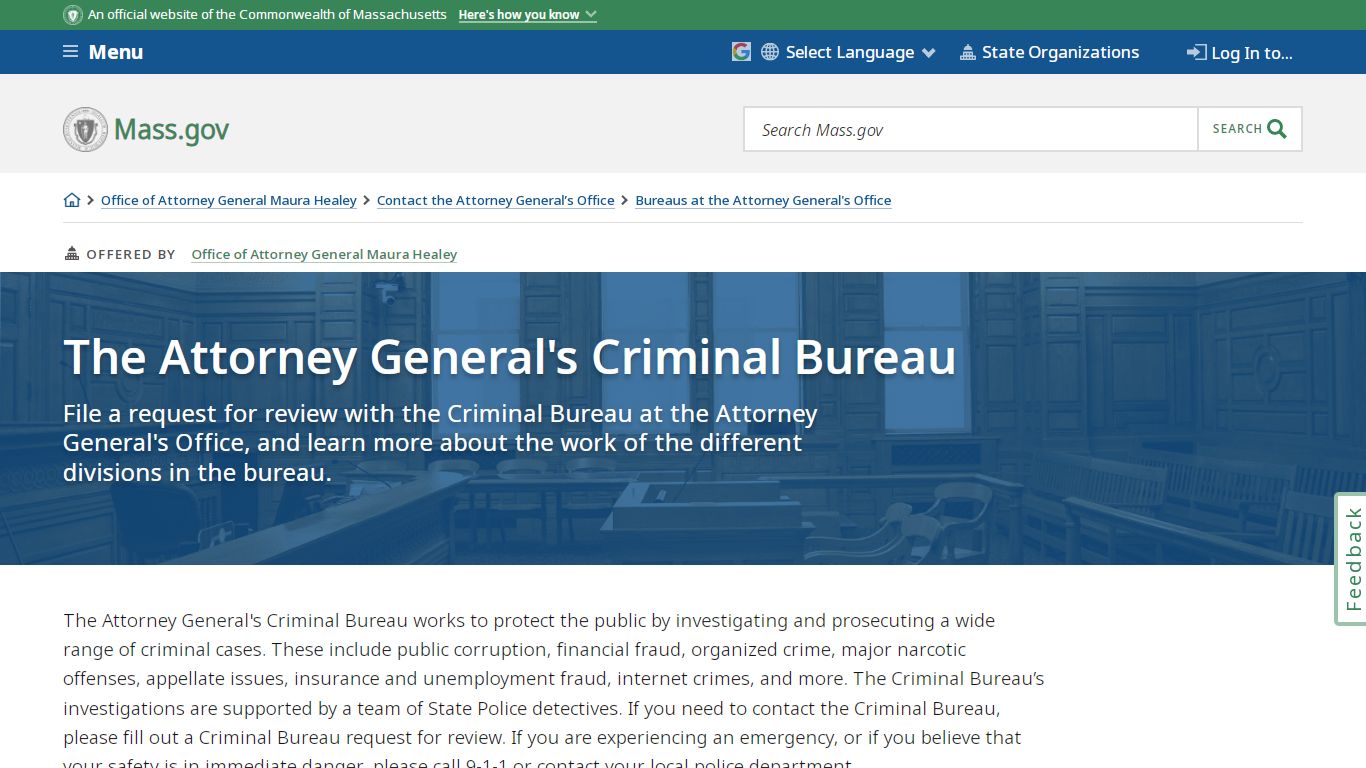 The Attorney General's Criminal Bureau | Mass.gov