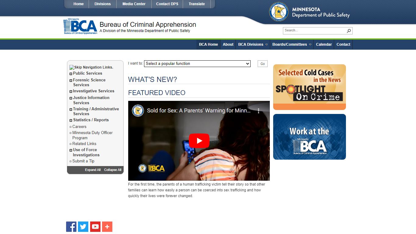BCA Home - Pages - Bureau of Criminal Apprehension - Home - Minnesota